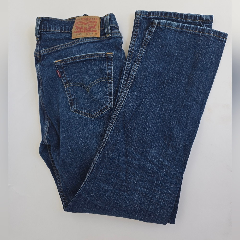 Levi's Men's Dark Indigo Straight Jeans 34W 32L